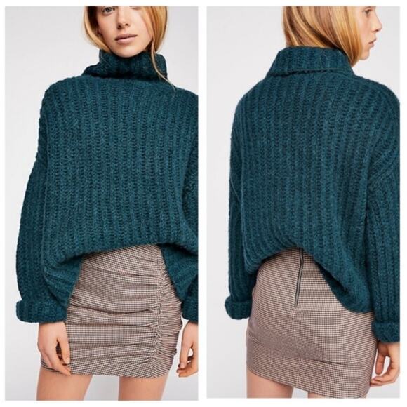 Free People Houndstooth Ruched Mini Skirt Holiday Old Money Academia Sz 10 - Picture 1 of 7